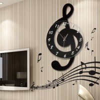 音乐音符客厅挂钟时尚创意钟表个性石英钟现代装饰时钟静音艺术钟